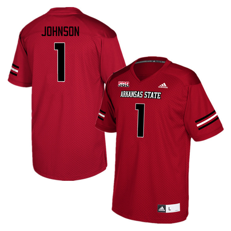 Men-Youth #1 Samy Johnson Arkansas State Red Wolves College Football Jerseys Stitched-Scarlet